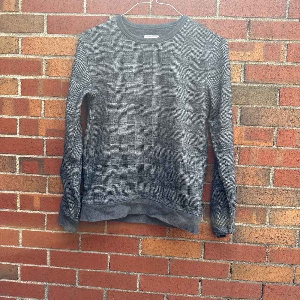 Frank & Oak Glen Plaid Knit Sweater – Gray (Size Small)